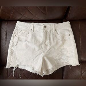 American Eagle Outfitters White Distressed Denim Shorts